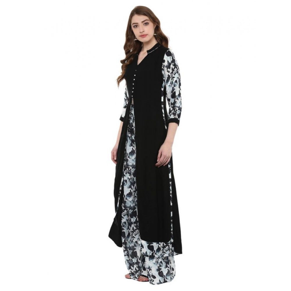 Casual 3-4Th Sleeve Floral Printed Rayon Kurti and Palazzo Set