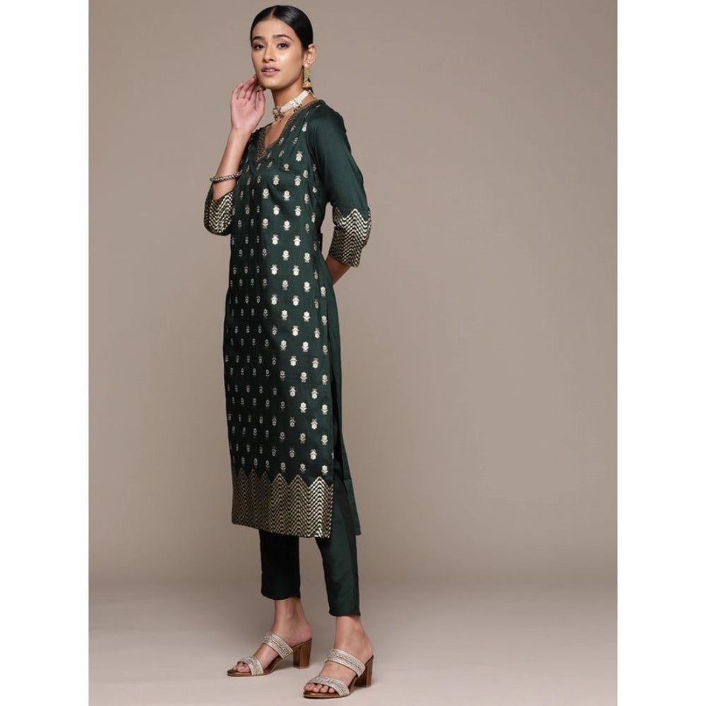 Casual 3-4Th Sleeve Floral Printed Chinon Kurti And Pant Set