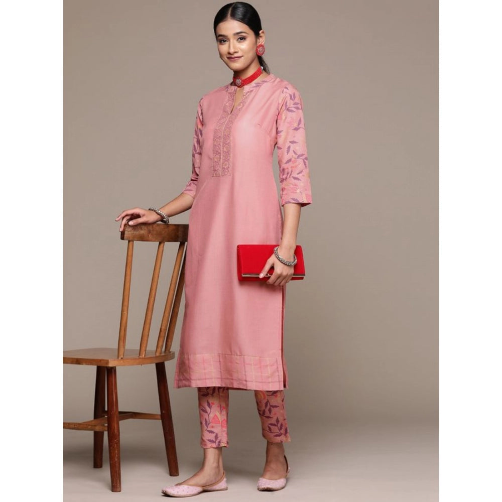 Casual 3-4Th Sleeve Geometric Chinon Kurti and Pant Set