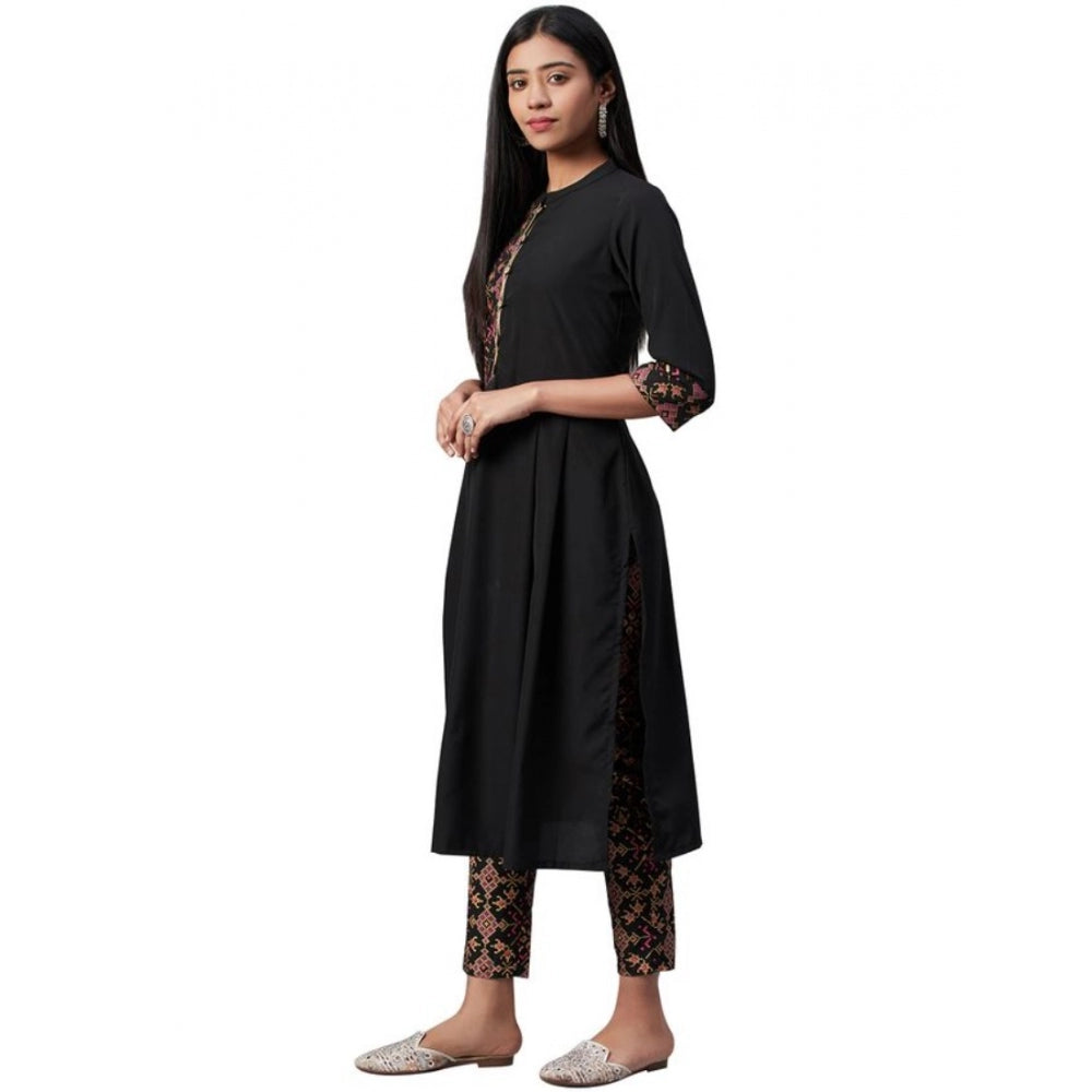 Casual 3-4Th Sleeve Geometric Crepe Kurti And Pant Set