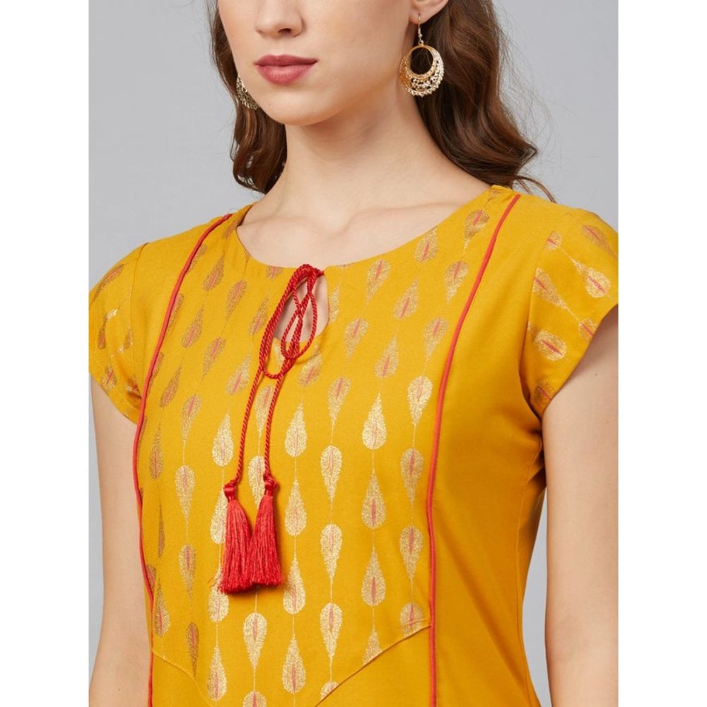 Casual Short Sleeves Floral Printed Rayon Kurti and Pant Set