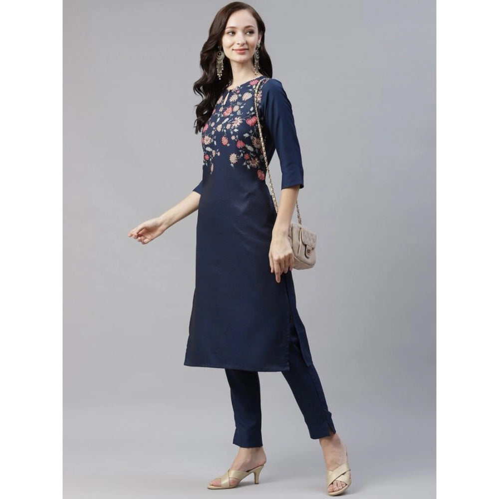 Casual 3-4Th Sleeve Floral Printed Rayon Kurti And Pant Set