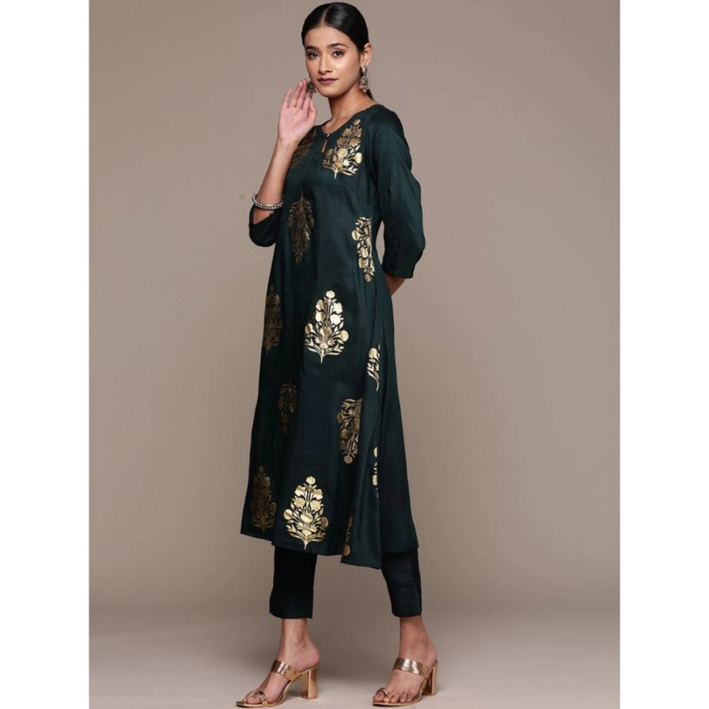 Casual 3-4Th Sleeve Ethnic Motifs Chinon Kurti Pant And Dupatta Set