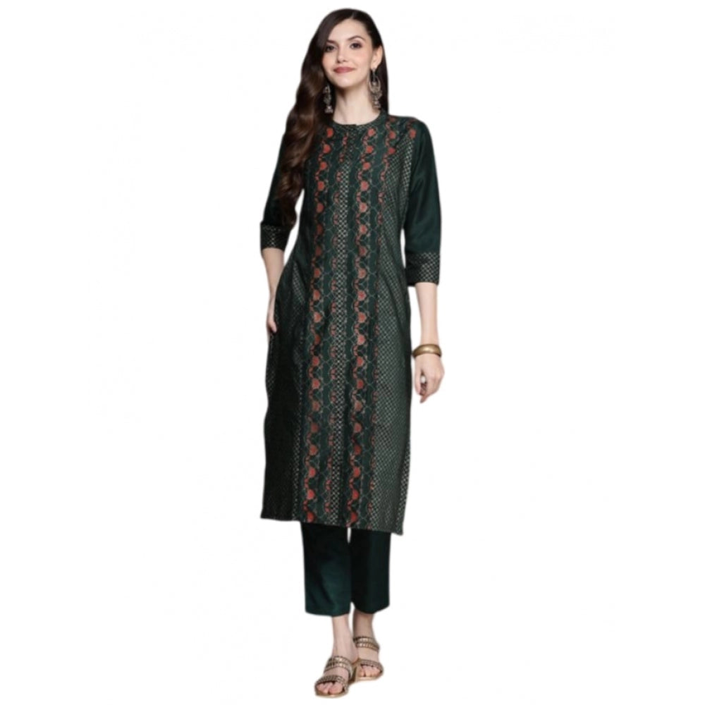 Casual 3-4Th Sleeve Traditional Crepe Kurti And Pant Set