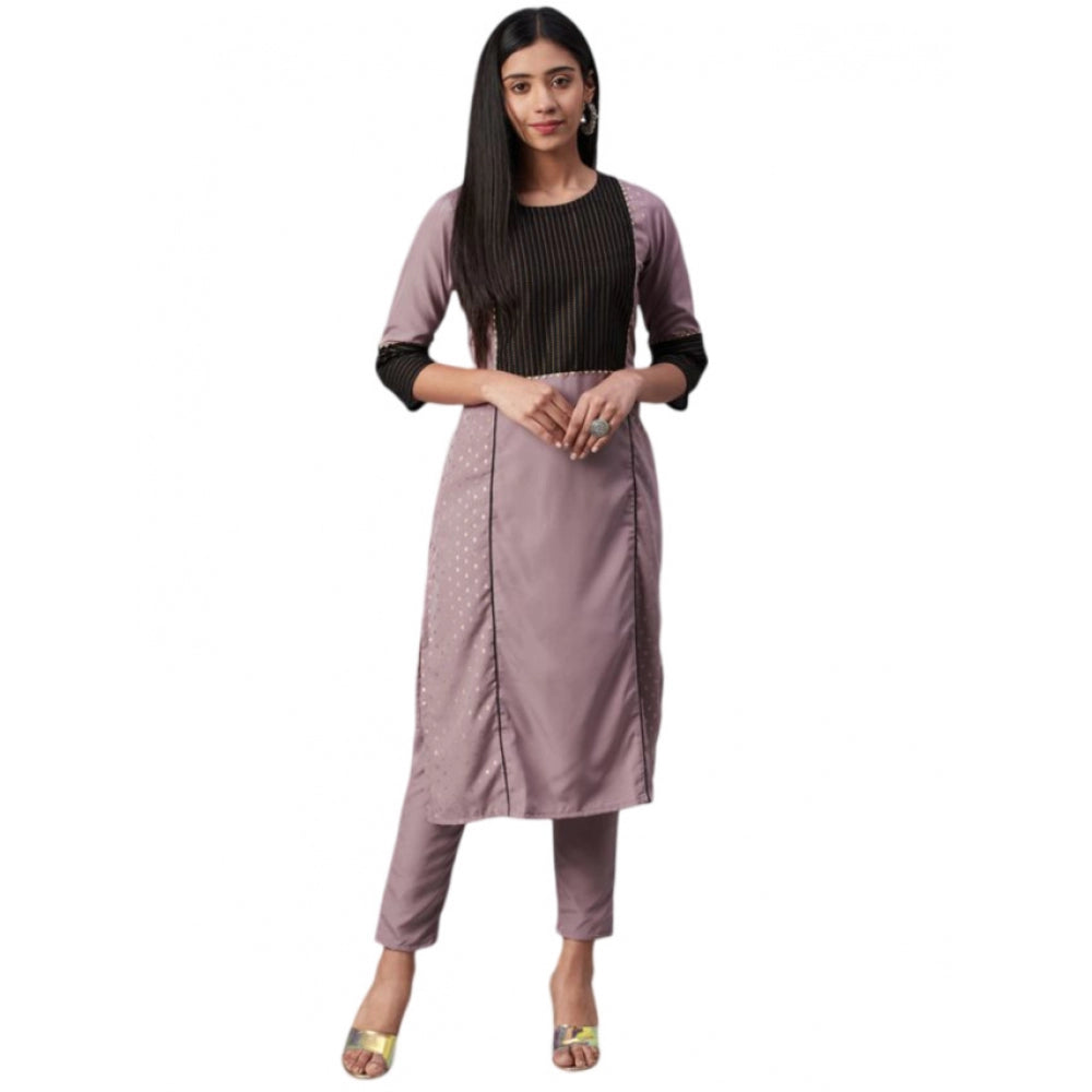 Casual 3-4Th Sleeve Ethnic Motifs Crepe Kurti and Pant Set