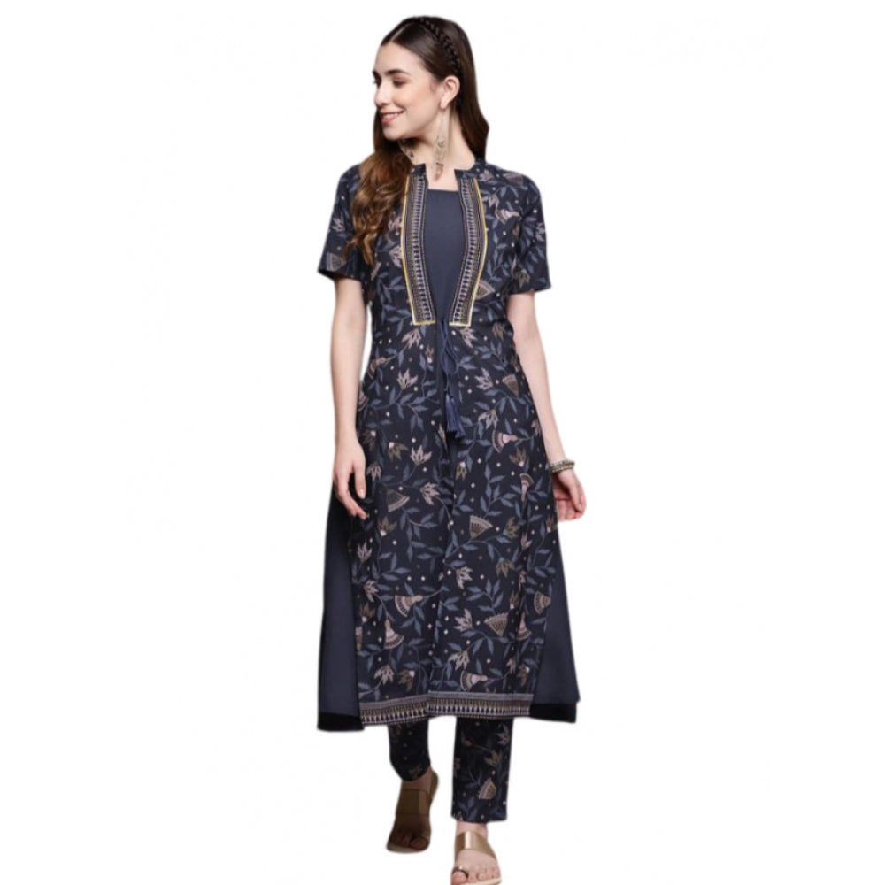 Casual Half Sleeve Ethnic Motifs Crepe Kurti and Pant Set