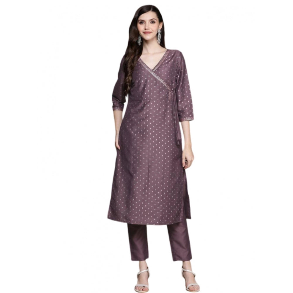 Casual 3-4Th Sleeve Small Butti Chinon Kurti And Pant Set