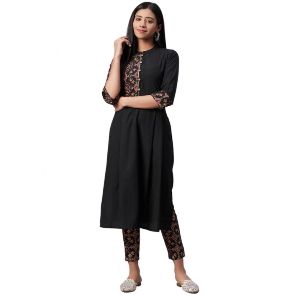 Casual 3-4Th Sleeve Geometric Crepe Kurti And Pant Set