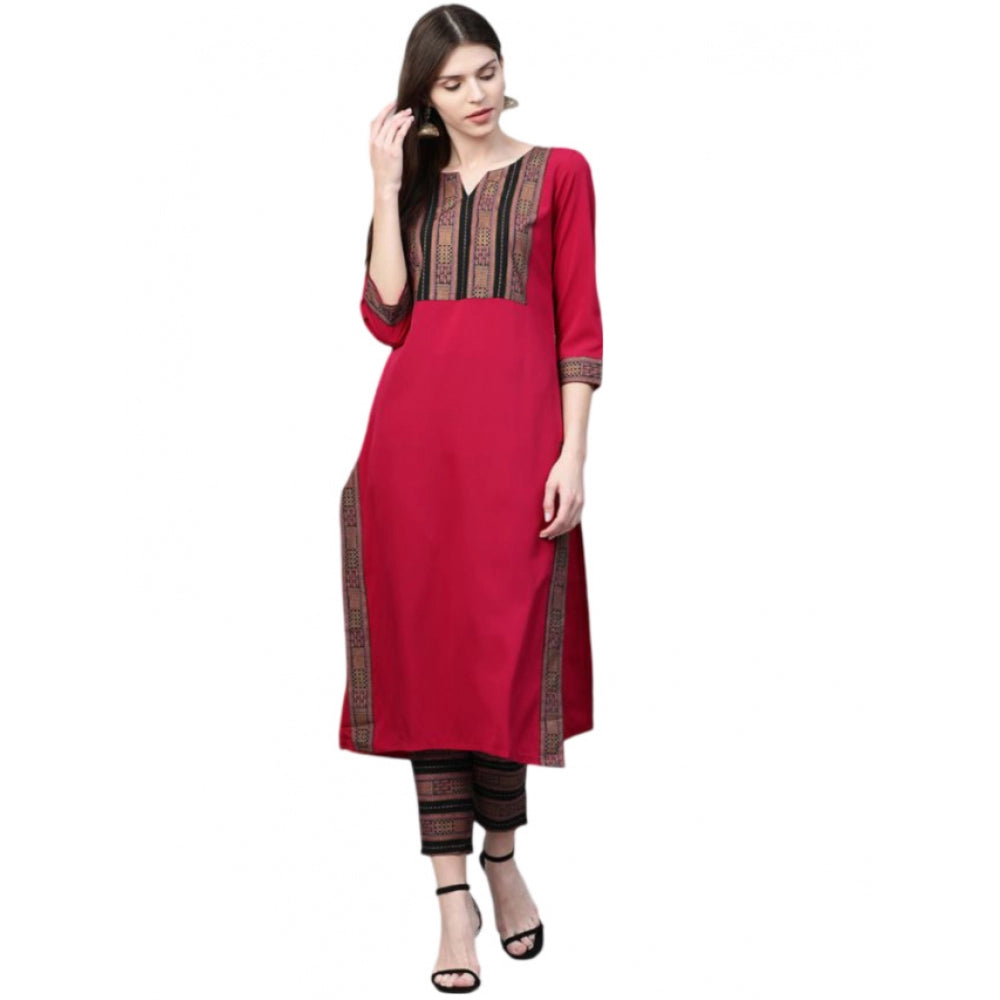 Casual 3-4Th Sleeve Geometric Crepe Kurti and Pant Set