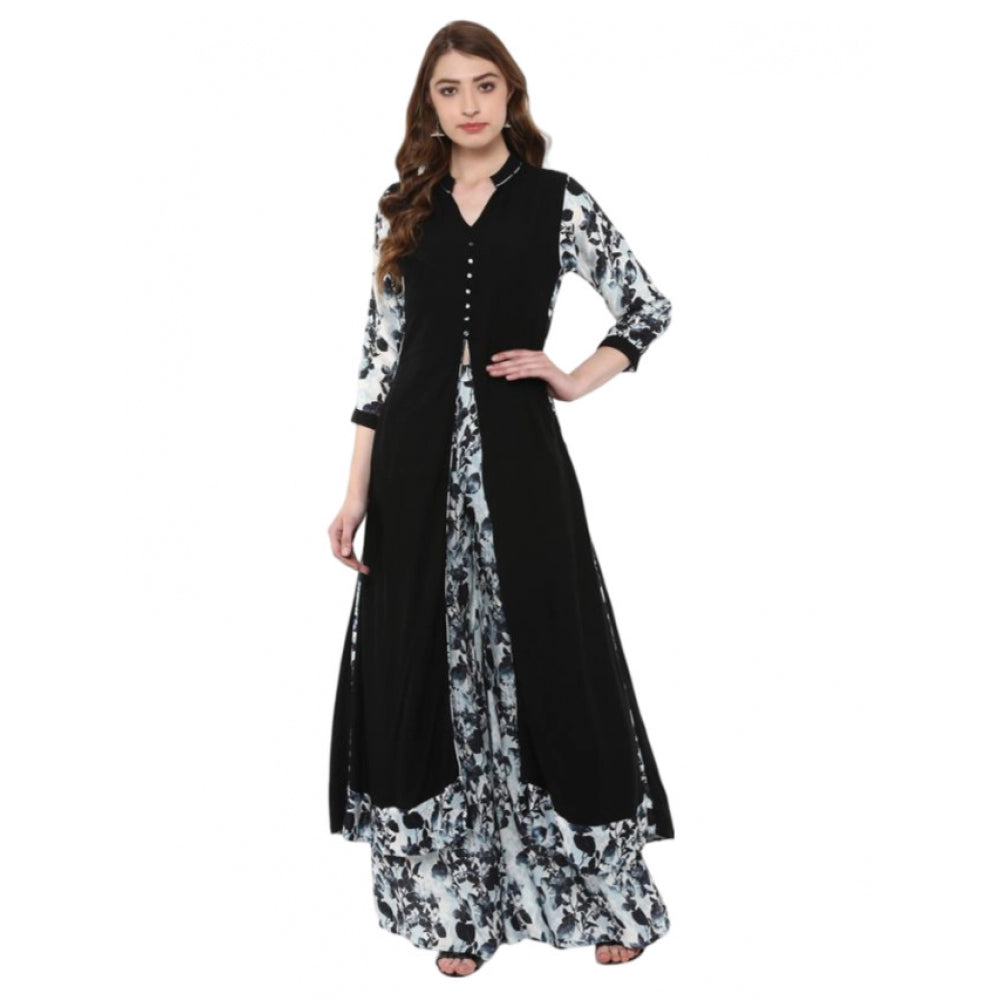 Casual 3-4Th Sleeve Floral Printed Rayon Kurti and Palazzo Set