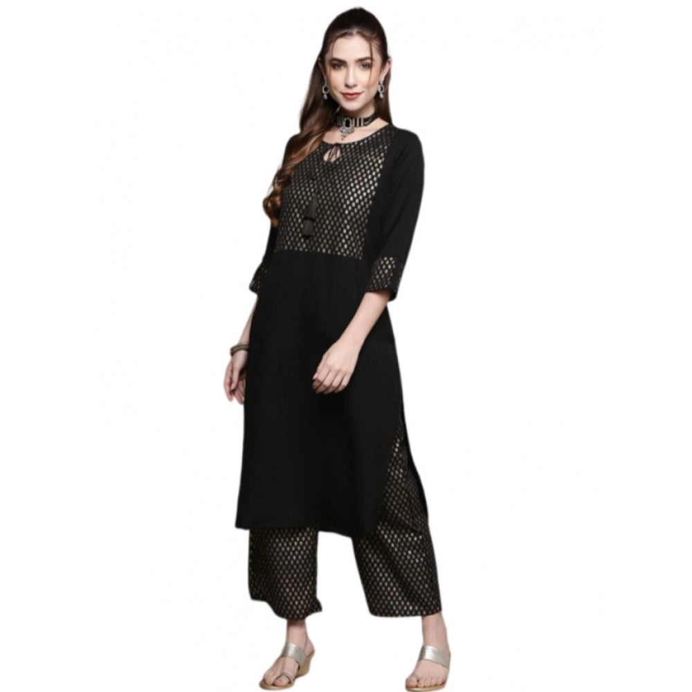 Casual Full Sleeve Ethnic Motifs Crepe Kurti and Palazzo Set