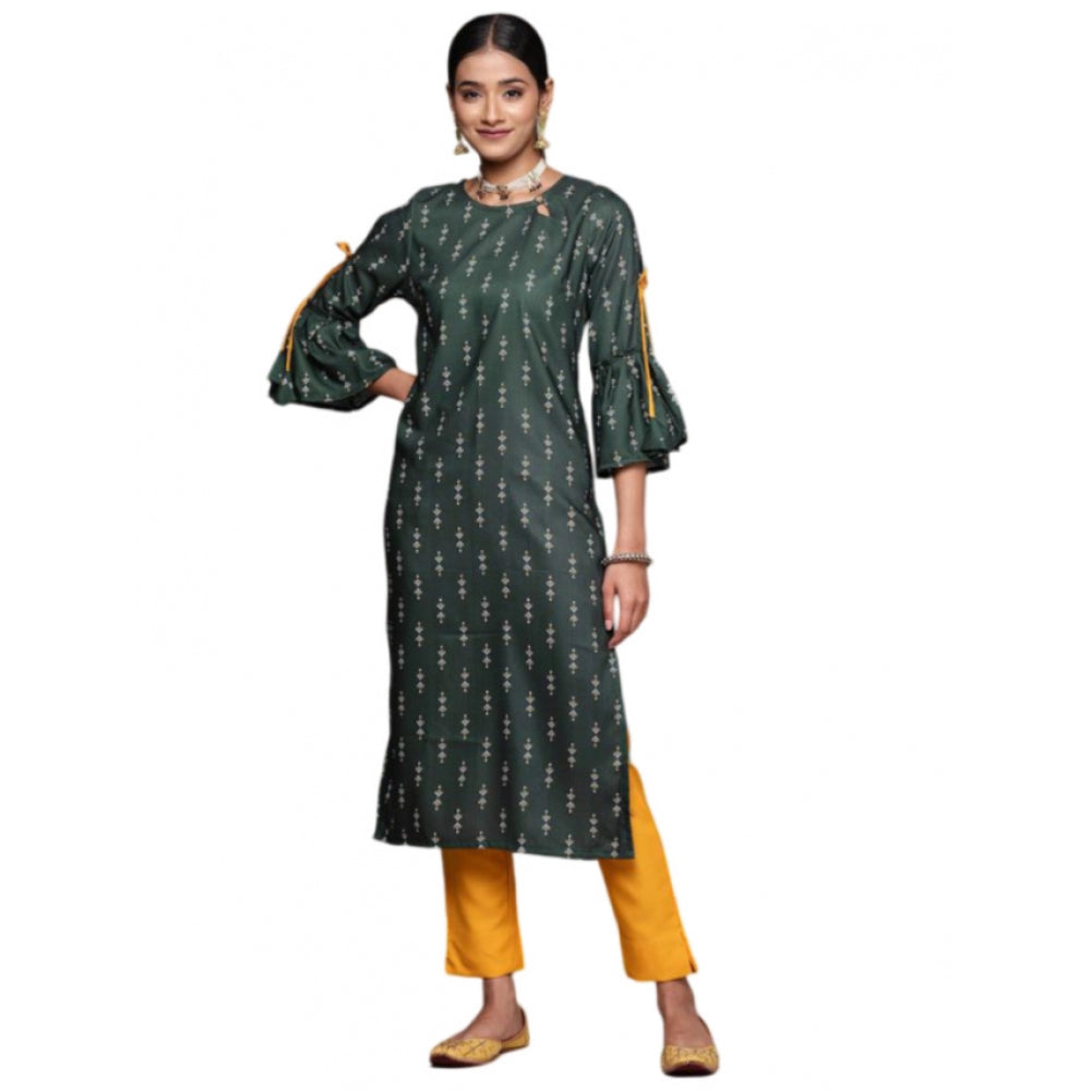 Casual 3-4Th Sleeve Ethnic Motifs Rayon Kurti And Pant Set