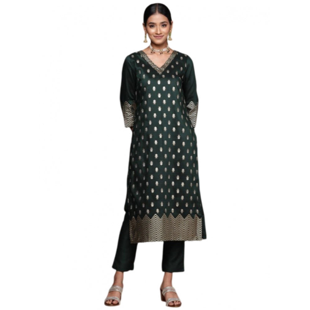 Casual 3-4Th Sleeve Floral Printed Chinon Kurti And Pant Set