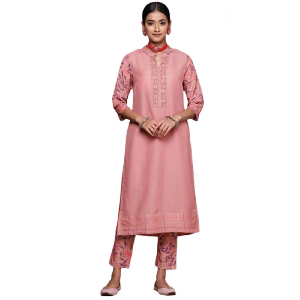 Casual 3-4Th Sleeve Geometric Chinon Kurti and Pant Set