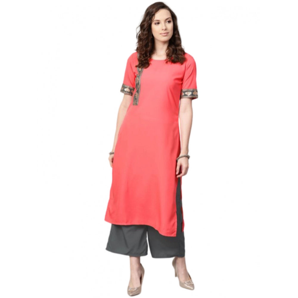 Casual Half Sleeve Floral Printed Crepe Kurti and Palazzo Set