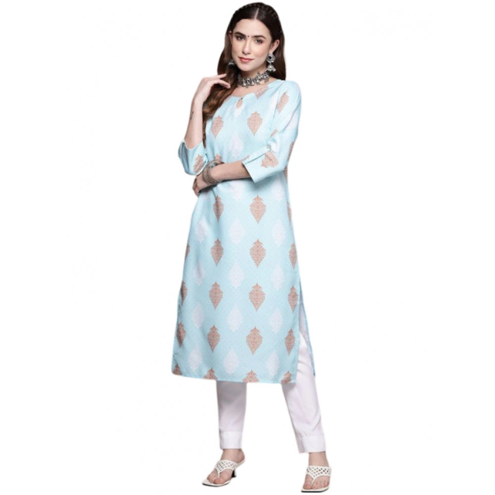 Casual 3-4Th Sleeve Ethnic Motifs Rayon Kurti And Pant Set