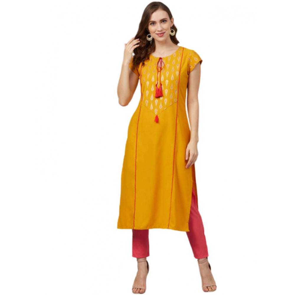 Casual Short Sleeves Floral Printed Rayon Kurti and Pant Set