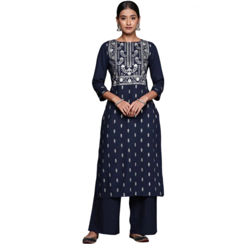 Casual 3-4Th Sleeve Floral Printed Rayon Kurti and Palazzo Set