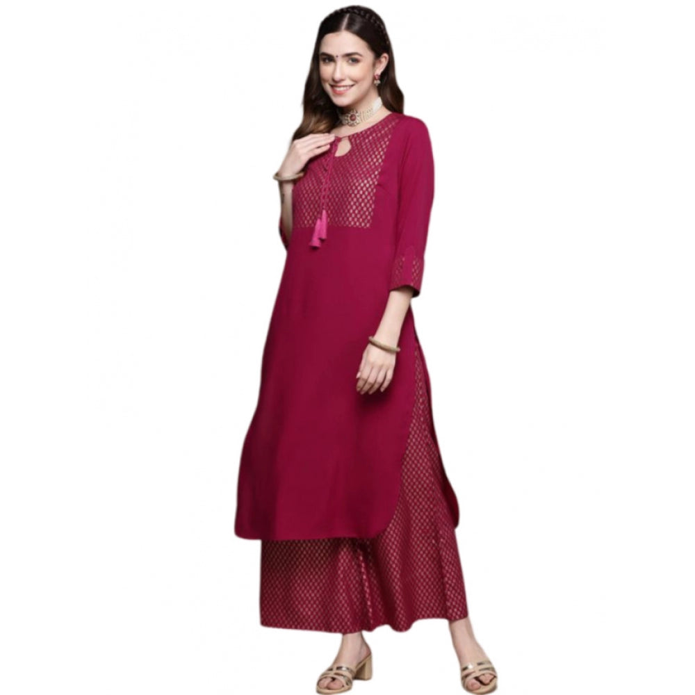 Casual Full Sleeve Ethnic Motifs Crepe Kurti and Palazzo Set