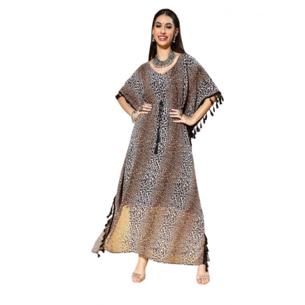 Casual Half Sleeve Animal Printed Georgette Kurti