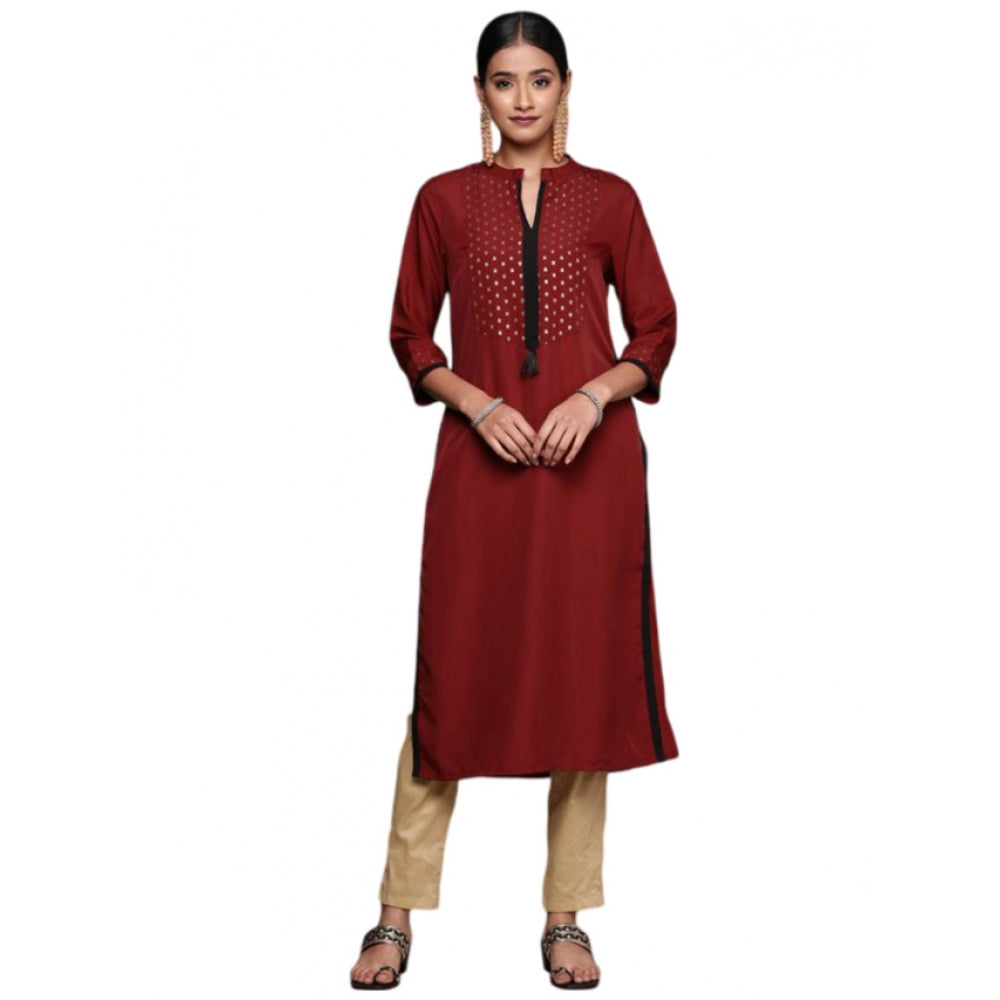 Casual 3-4Th Sleeve Ethnic Motifs Crepe Kurti