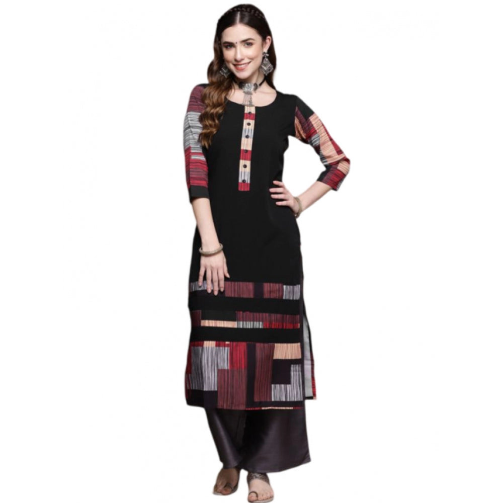 Casual 3-4Th Sleeve Ethnic Motifs Crepe Kurti