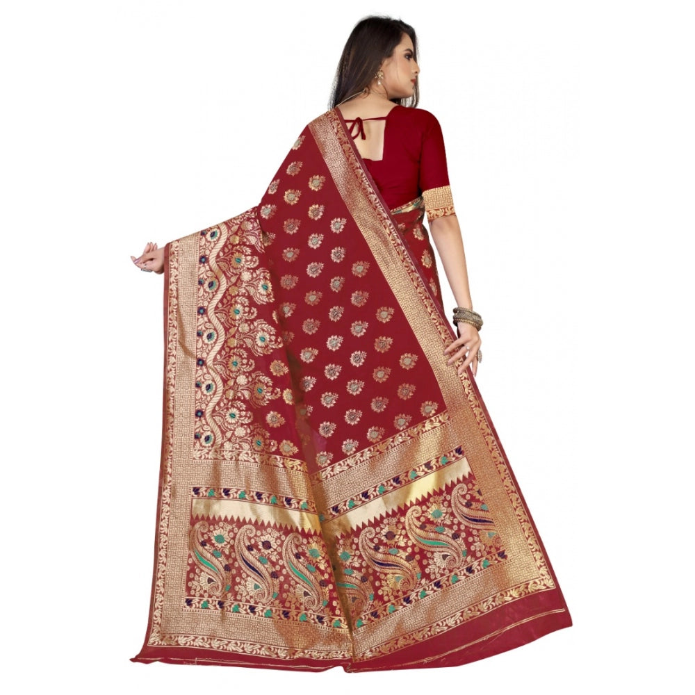 Banarasi Silk Designer Weaving Saree With Unstitched Blouse