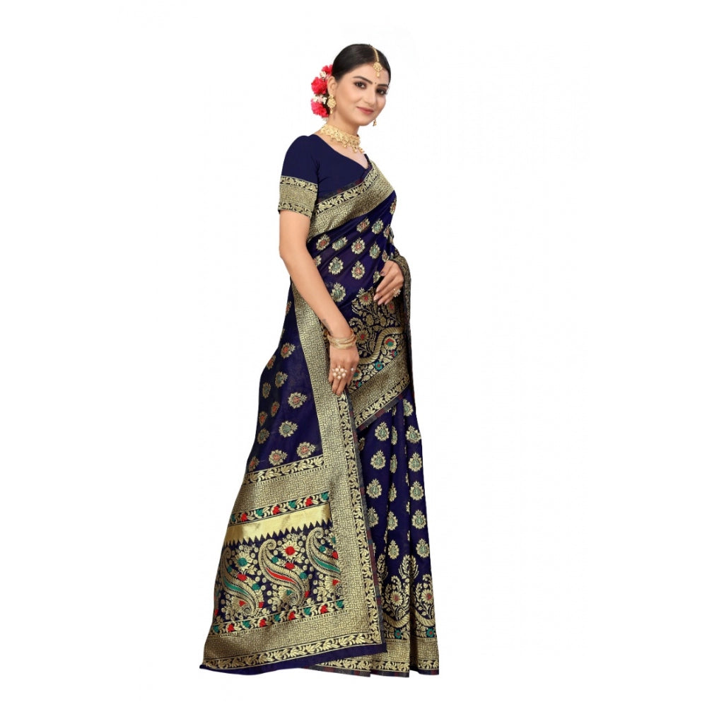 Banarasi Silk Designer Weaving Saree With Unstitched Blouse