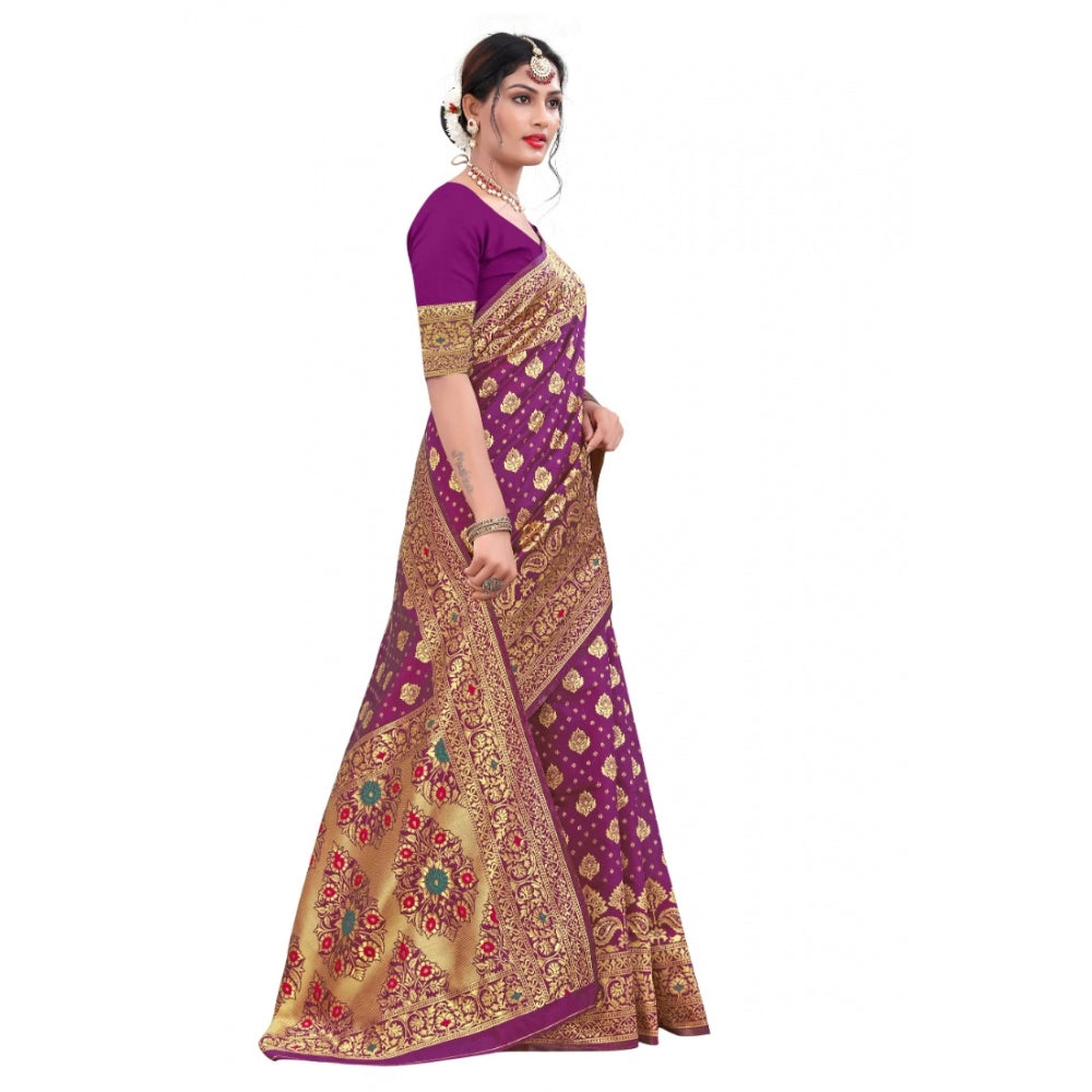 Banarasi Silk Designer Weaving Saree With Unstitched Blouse