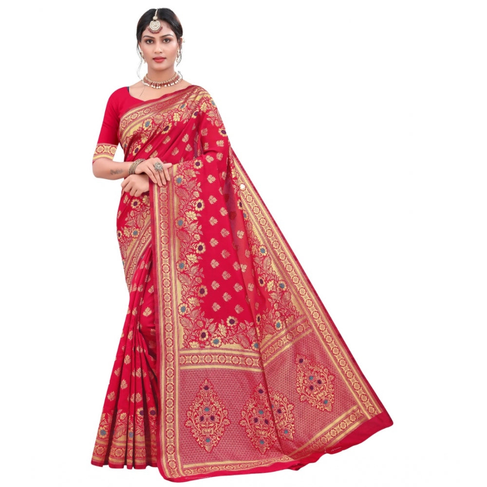 Banarasi Silk Designer Weaving Saree With Unstitched Blouse