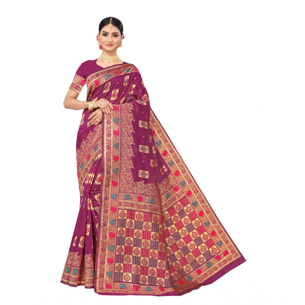 Banarasi Silk Designer Weaving Saree With Unstitched Blouse