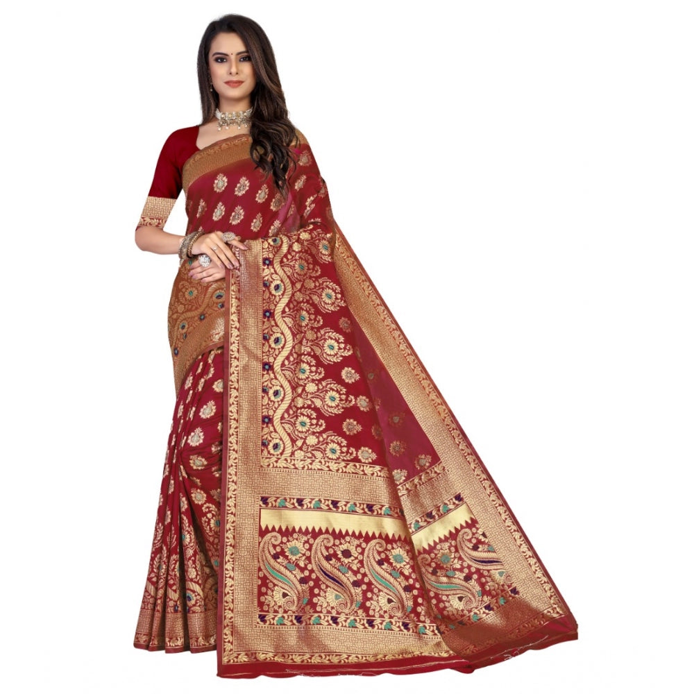 Banarasi Silk Designer Weaving Saree With Unstitched Blouse