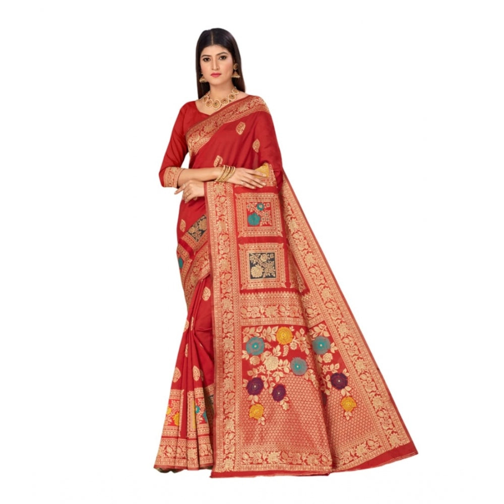 Banarasi Silk Designer Weaving Saree With Unstitched Blouse