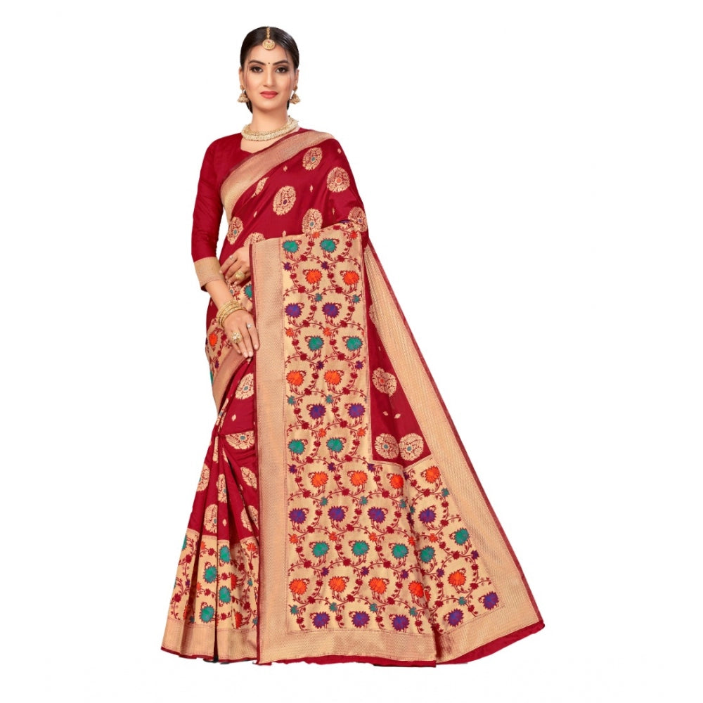 Banarasi Silk Designer Weaving Saree With Unstitched Blouse