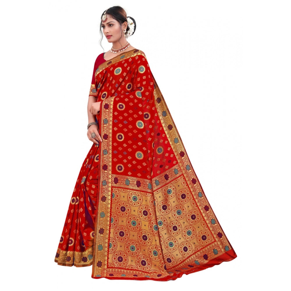 Banarasi Silk Designer Weaving Saree With Unstitched Blouse