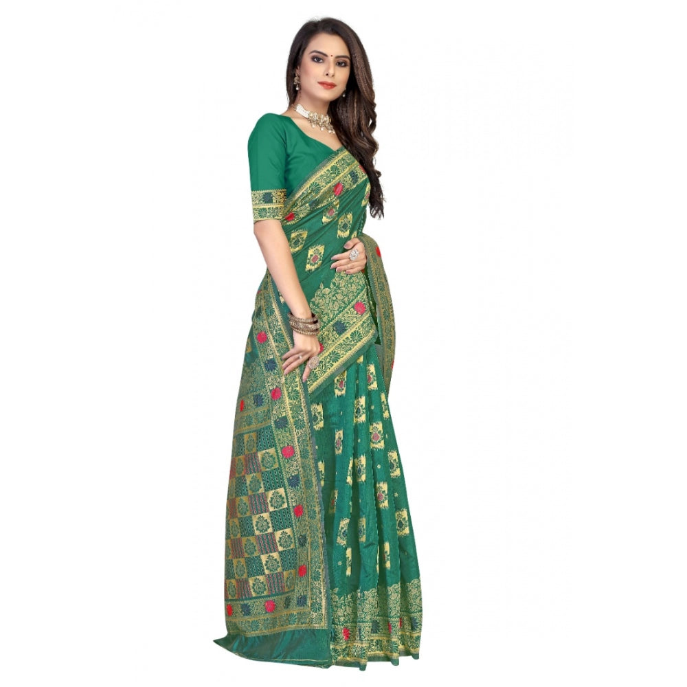 Banarasi Silk Designer Weaving Saree With Unstitched Blouse