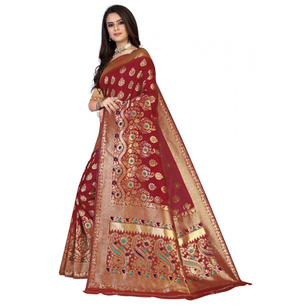 Banarasi Silk Designer Weaving Saree With Unstitched Blouse