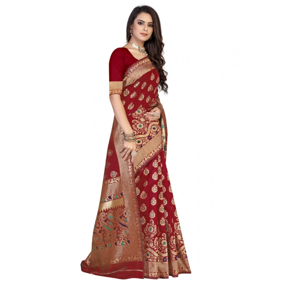 Banarasi Silk Designer Weaving Saree With Unstitched Blouse