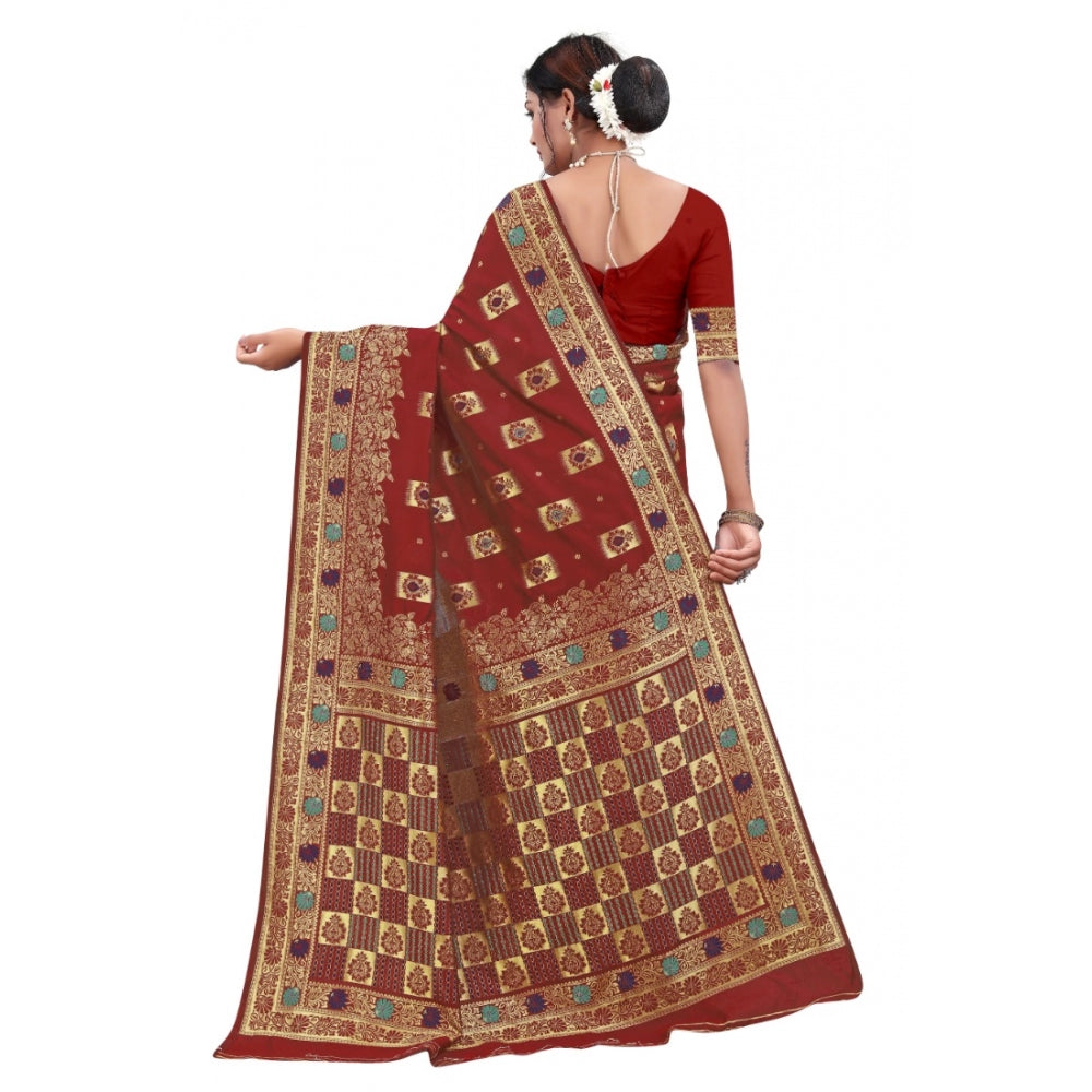 Banarasi Silk Designer Weaving Saree With Unstitched Blouse