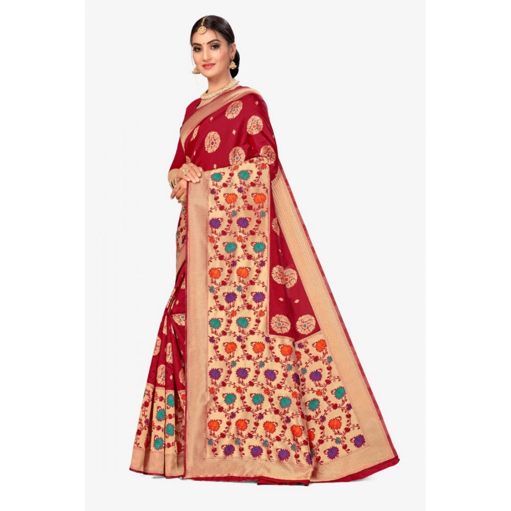 Banarasi Silk Designer Weaving Saree With Unstitched Blouse