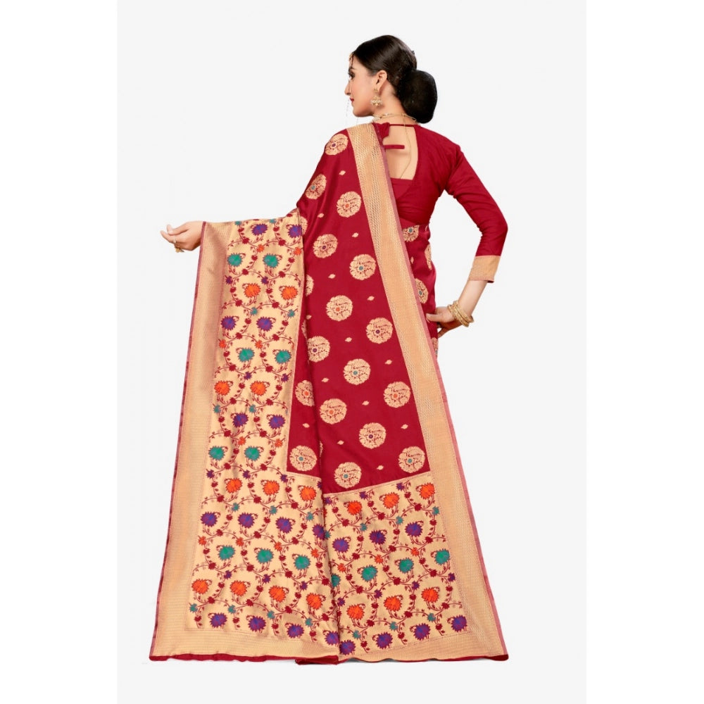 Banarasi Silk Designer Weaving Saree With Unstitched Blouse