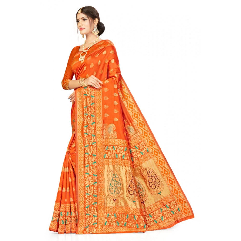 Banarasi Silk Designer Weaving Saree With Unstitched Blouse