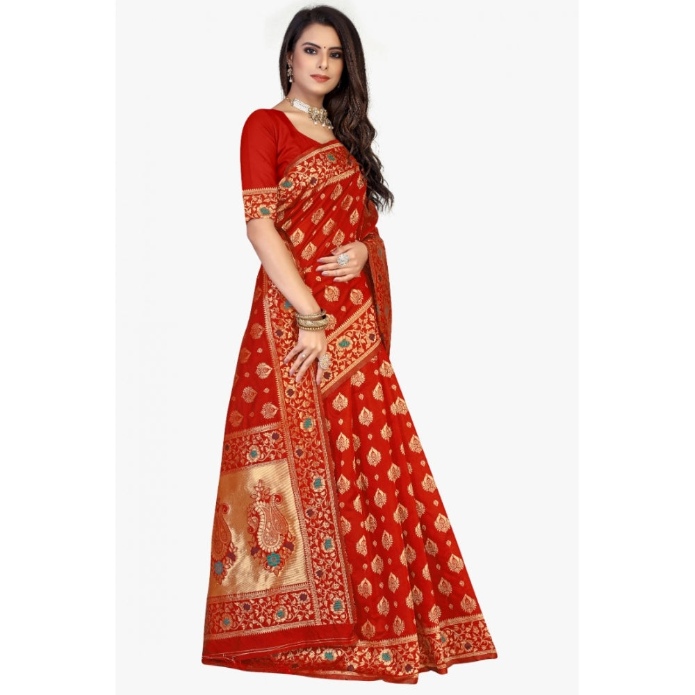 Banarasi Silk Designer Weaving Saree With Unstitched Blouse