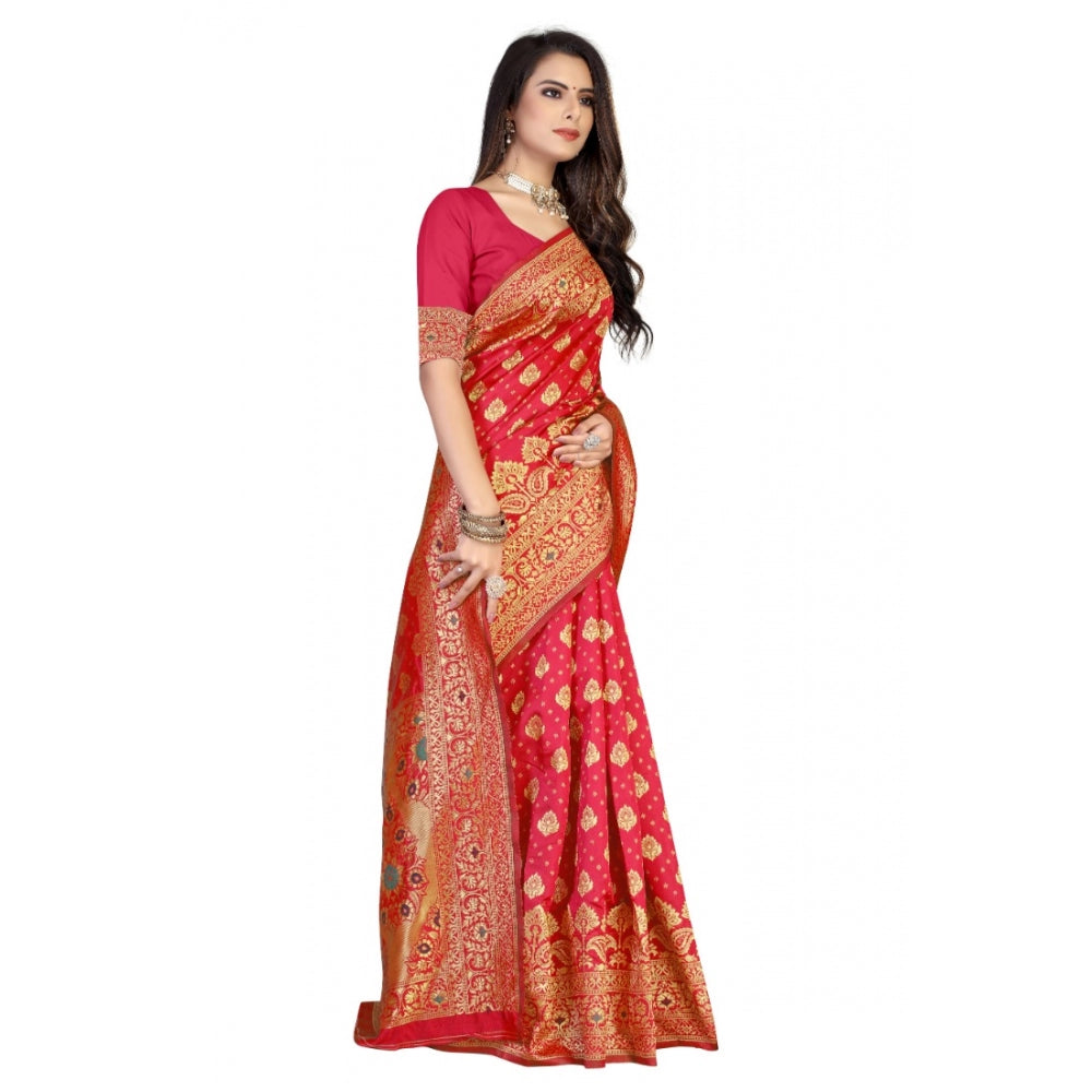 Banarasi Silk Designer Weaving Saree With Unstitched Blouse