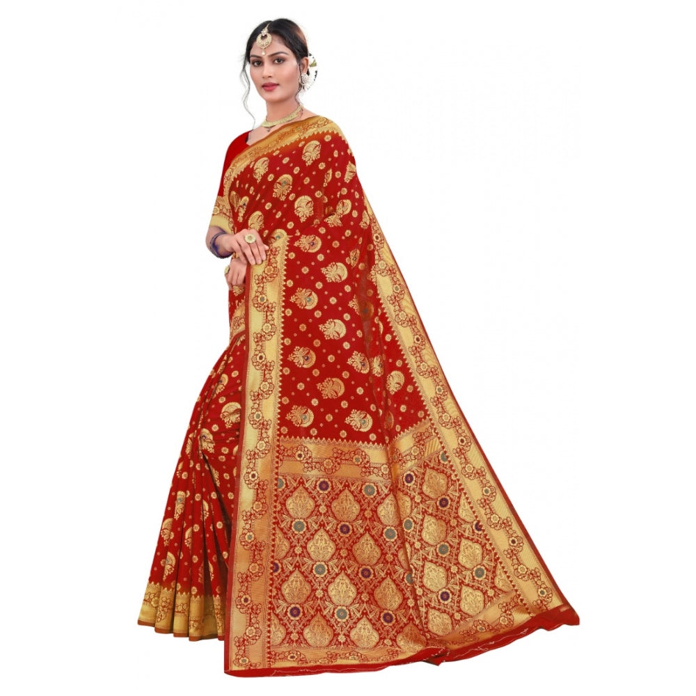 Banarasi Silk Designer Weaving Saree With Unstitched Blouse