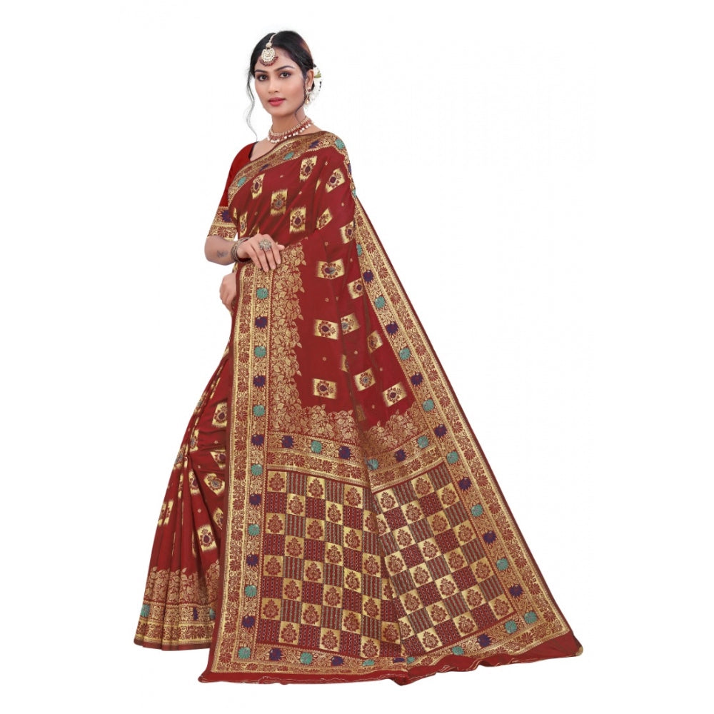 Banarasi Silk Designer Weaving Saree With Unstitched Blouse