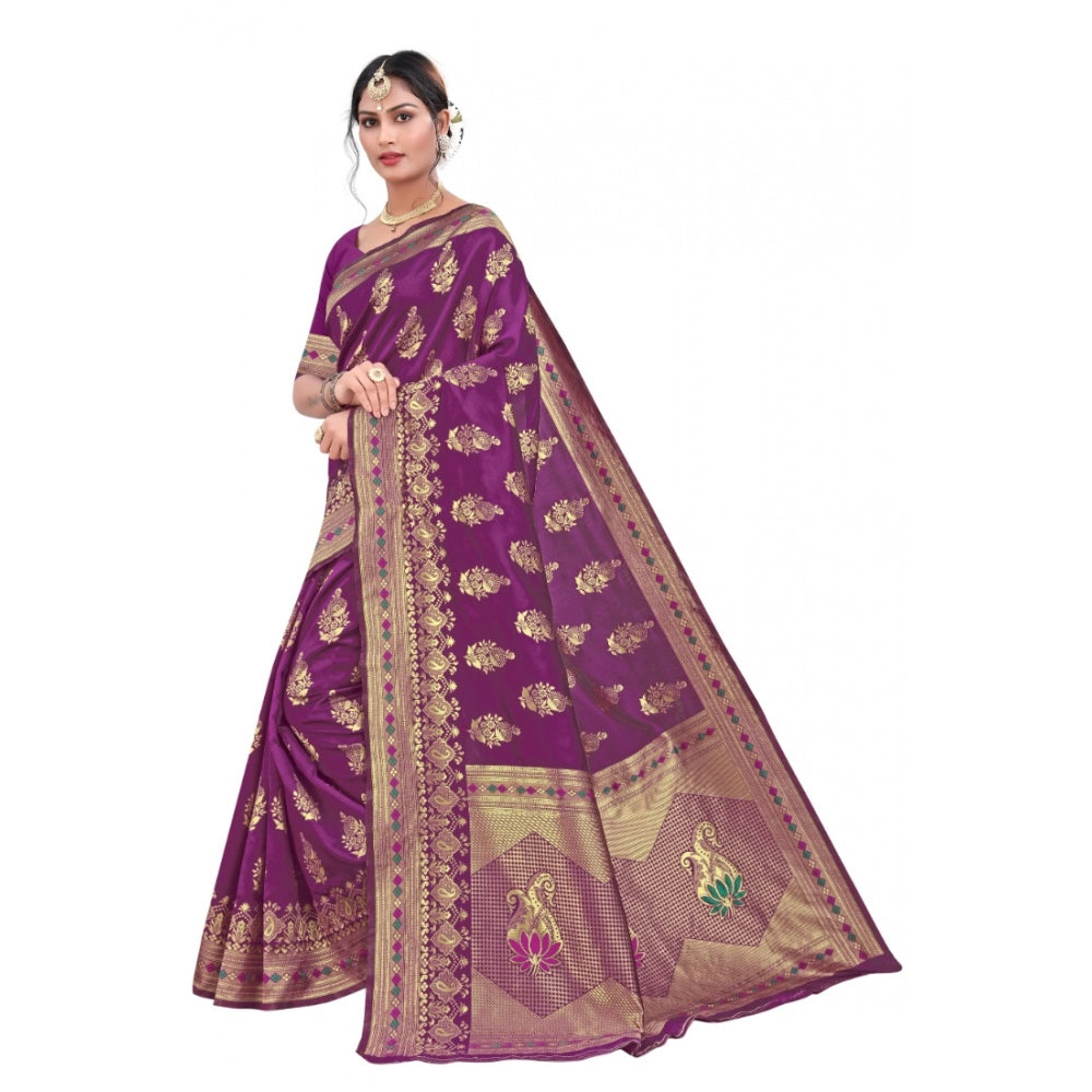 Banarasi Silk Designer Weaving Saree With Unstitched Blouse