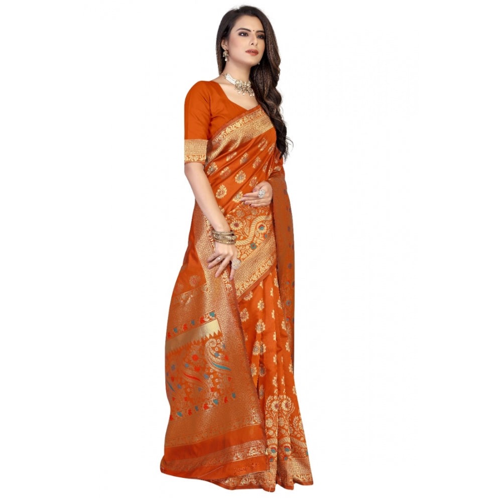 Banarasi Silk Designer Weaving Saree With Unstitched Blouse