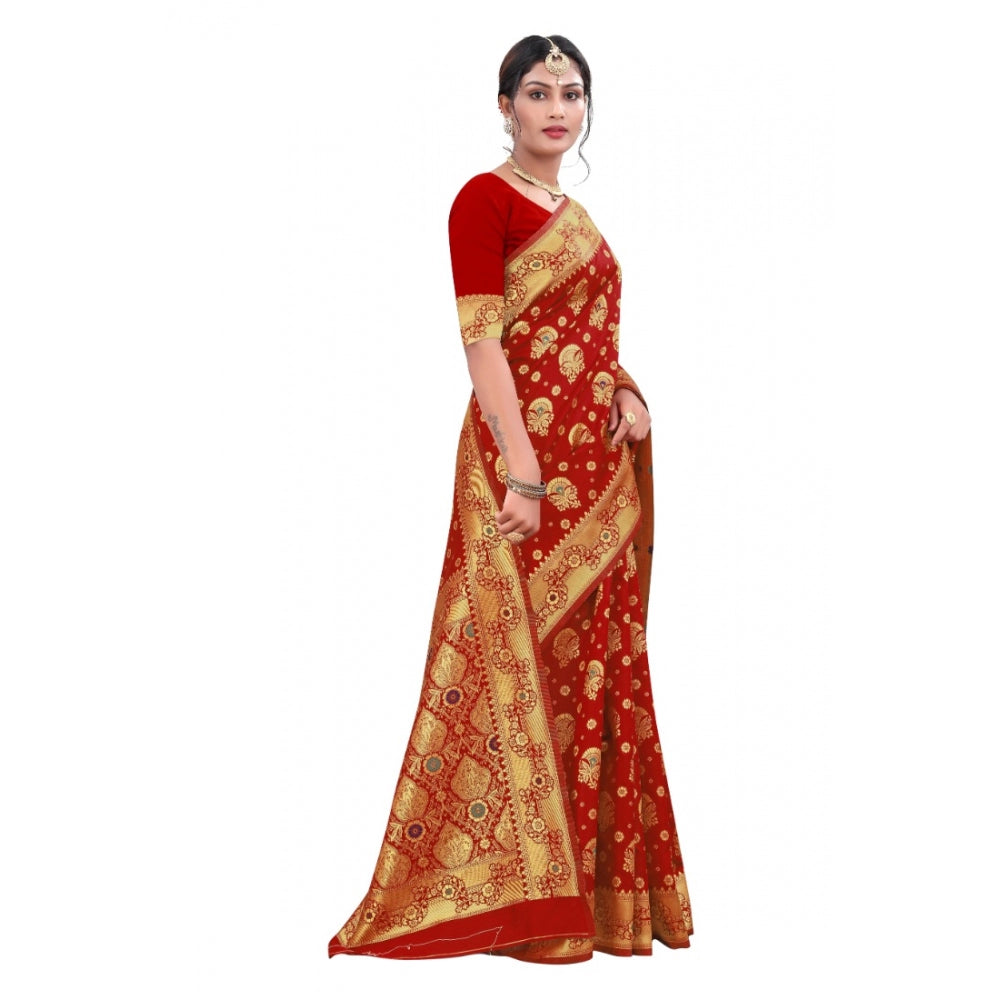 Banarasi Silk Designer Weaving Saree With Unstitched Blouse