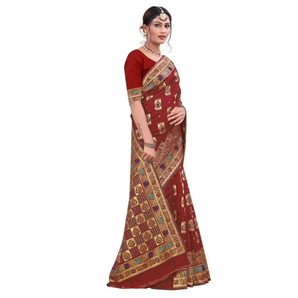 Banarasi Silk Designer Weaving Saree With Unstitched Blouse